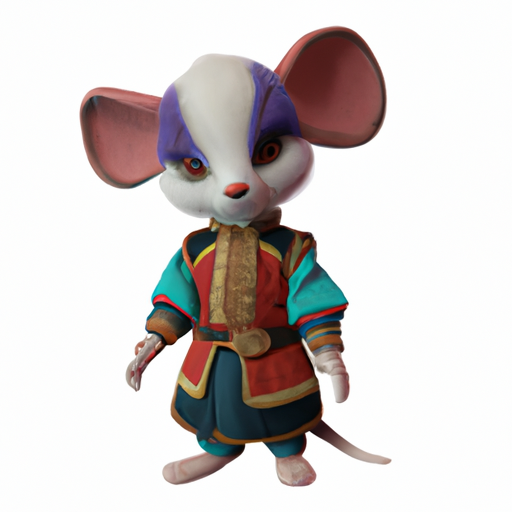 chinese zodiac, mouse, anthropomorphic, ancient chinese costume, standing, cute, 3d, white background, clean background, 8k resolution, pixar animation, natural light
