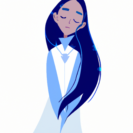 The Little Mermaid, in her blue coat.